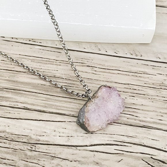 Hand Crafted Jewelry - Cactus Quartz Silver Gemstone Necklace (NK-40)